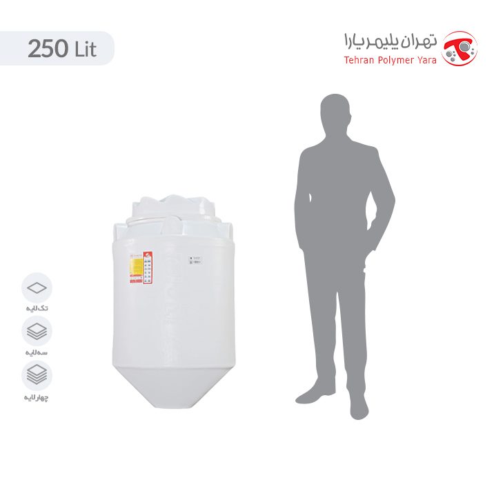 مخزن آب 250 لیتری قیفی تهران پلیمر یارا - البرزمخزن
